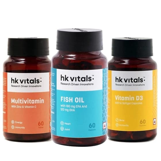 Vitamin D3 & Multivitamin & Fish Oil 60 Caps Combo